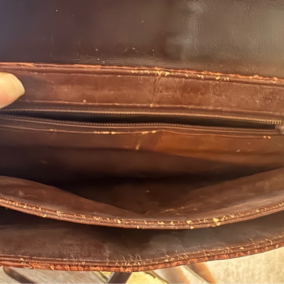 Vintage Neiman Marcus Snakeskin Leather Envelope Bag in Brown - Picture 6 of 8